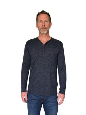 John Varvatos USA Henley Burnout Ling Sleeve Tshirt